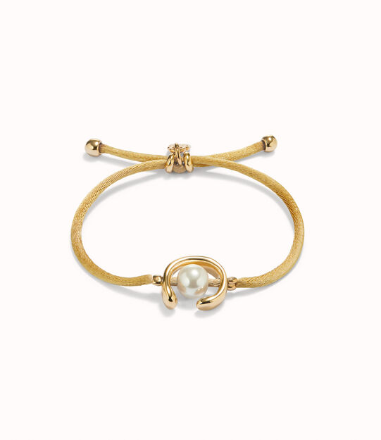 Camel cord bracelet with a pearl
